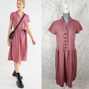 Urban Outfitters Mauve Pink 55% Linen Blend Natalie Shirt Dress